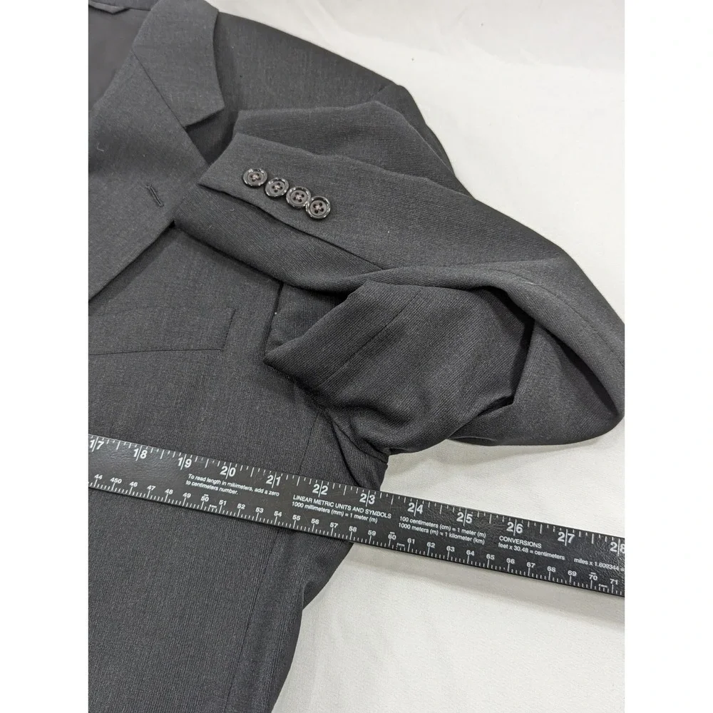 Hickey Freeman Blazer Sport ‎ Jacket Suit Coat Dark Gray Subtle Crosshatch 44L